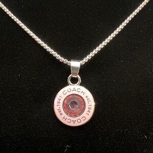 COACH Pink Charm Silver Necklace